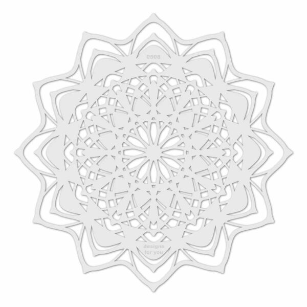 Schablone Mandala Silhouette mit weißem Hintergrund.