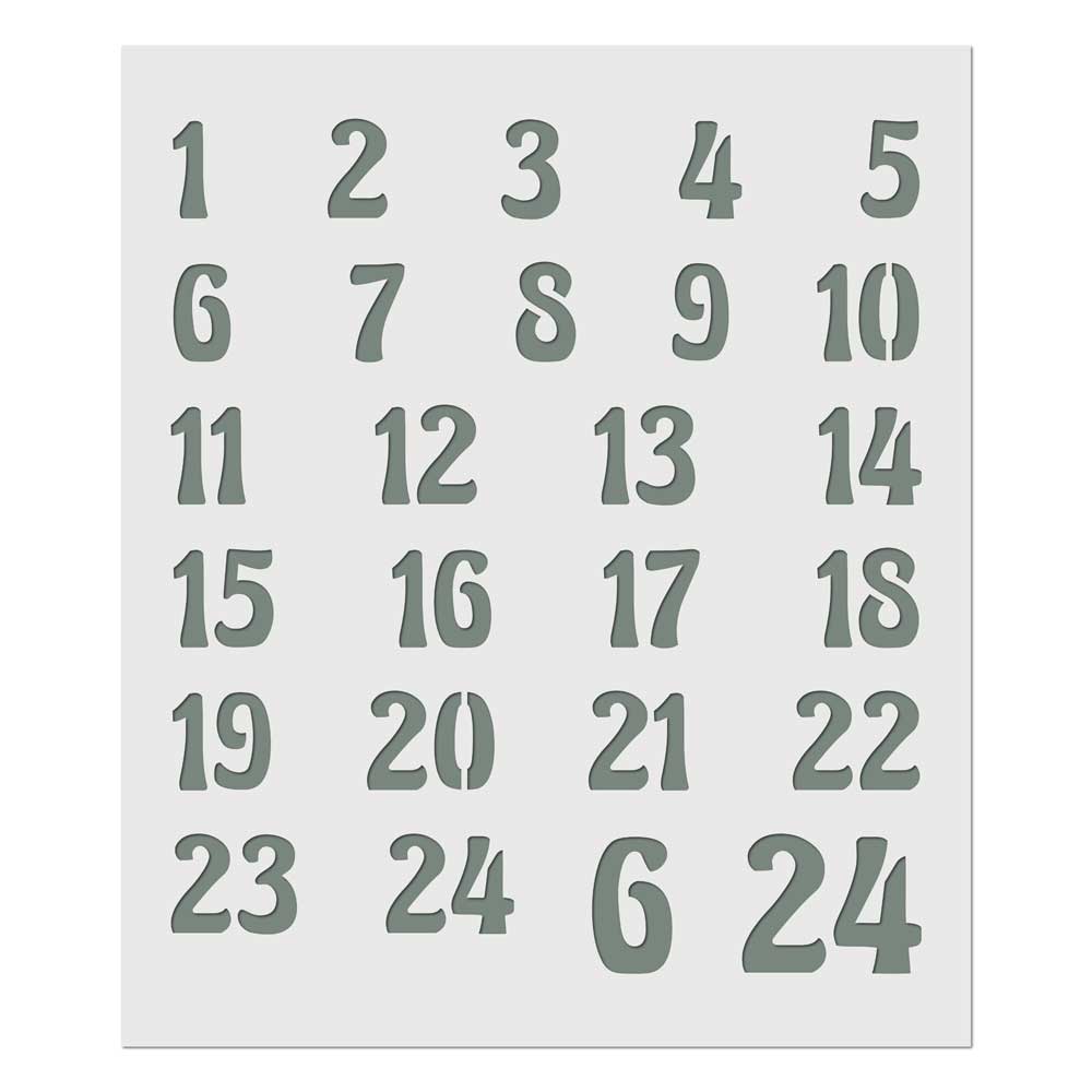 Schablone für Adventskalenderzahlen in groß