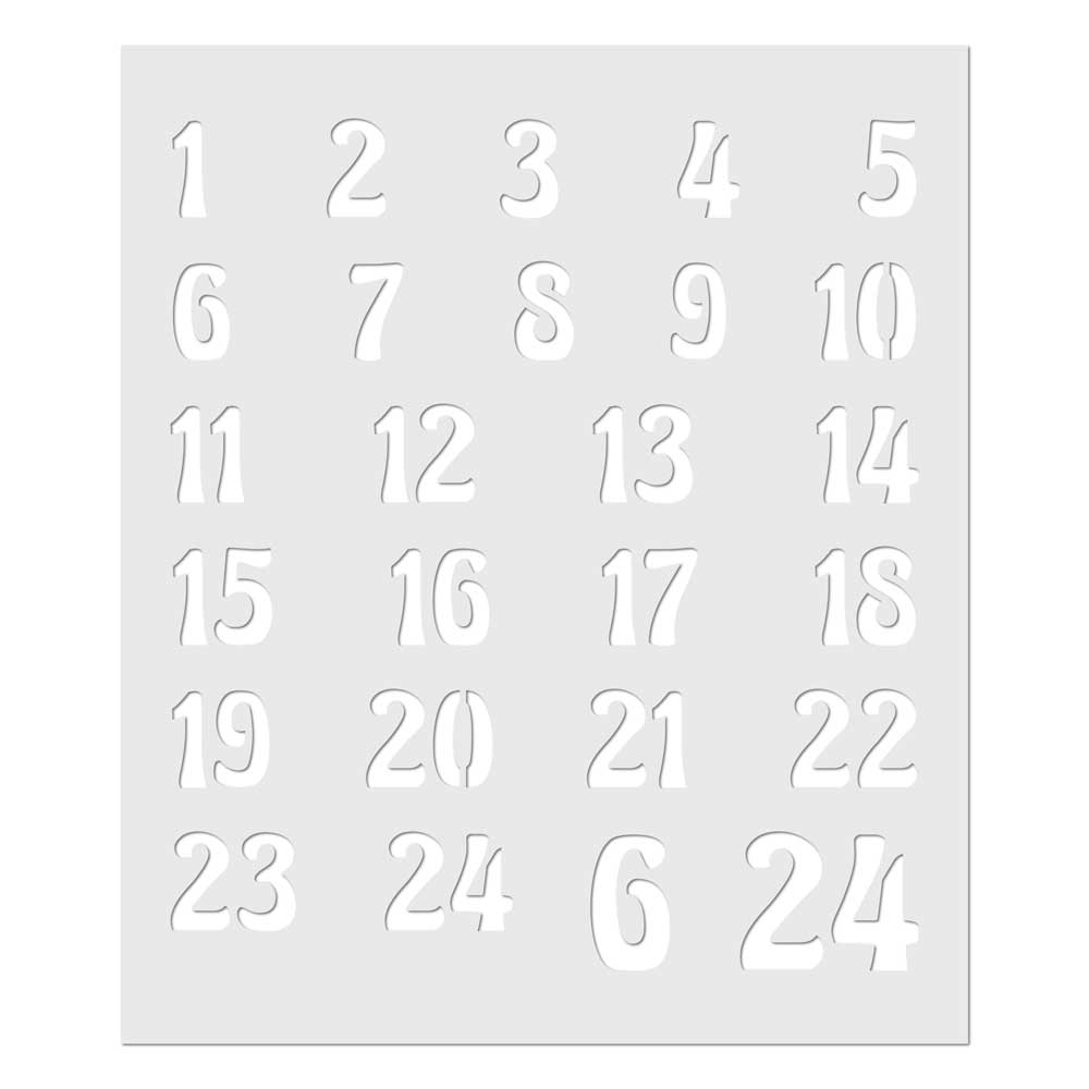 große Schablone für Adventskalenderzahlen